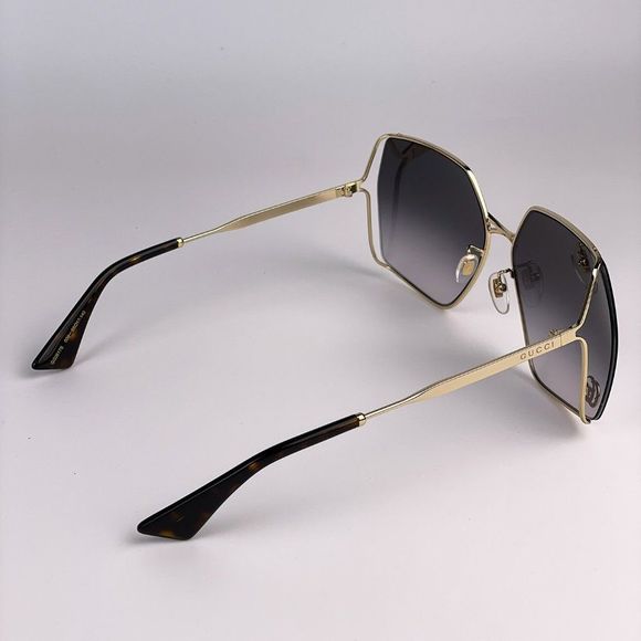 Gucci Logo GG0817S 006 Sunglasses Gold Gray Oversized Women